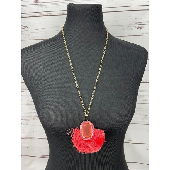 SUGARFIX by Baublebar Strawberry Ice Coral Goldtone Adjustable Chain Emerald Sha - Picture 7 of 8